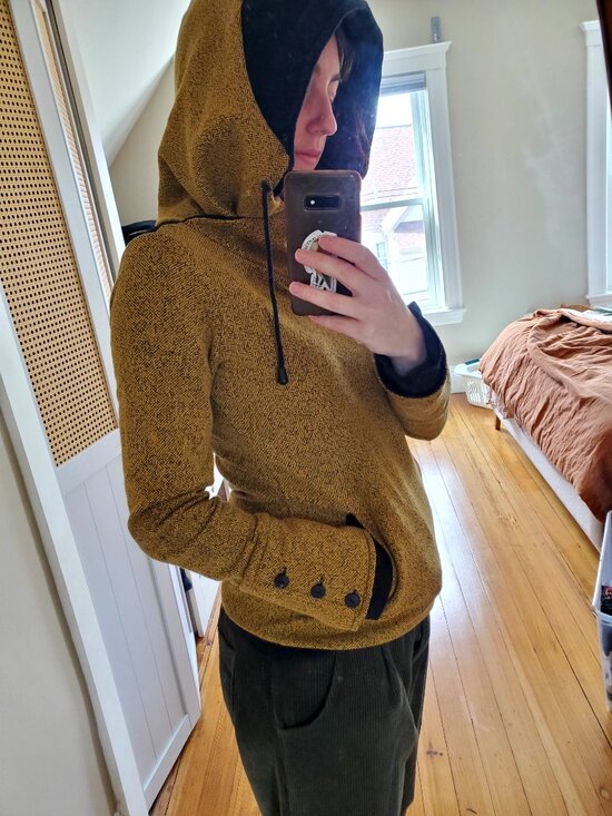 Unique sweatshirt with crossover hood - Picture 8 of 16
